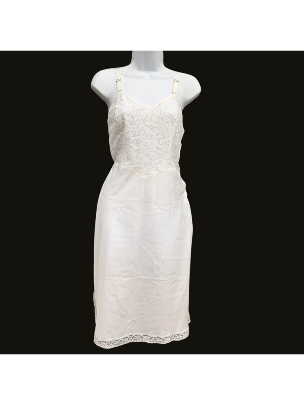 1950s Vintage Bombshell Barbizon Tafredda Ivory Lace Full Slip Size Medium 6 to